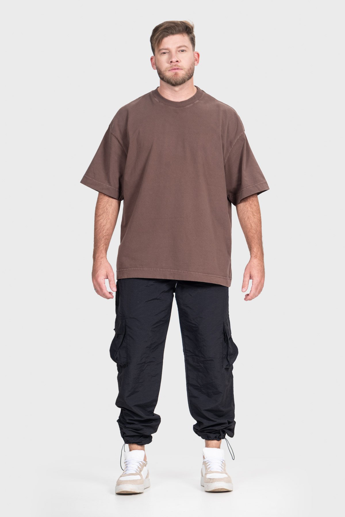 Camiseta Oversized Ample Básica | Marrom Brand Liso - Imagem 6