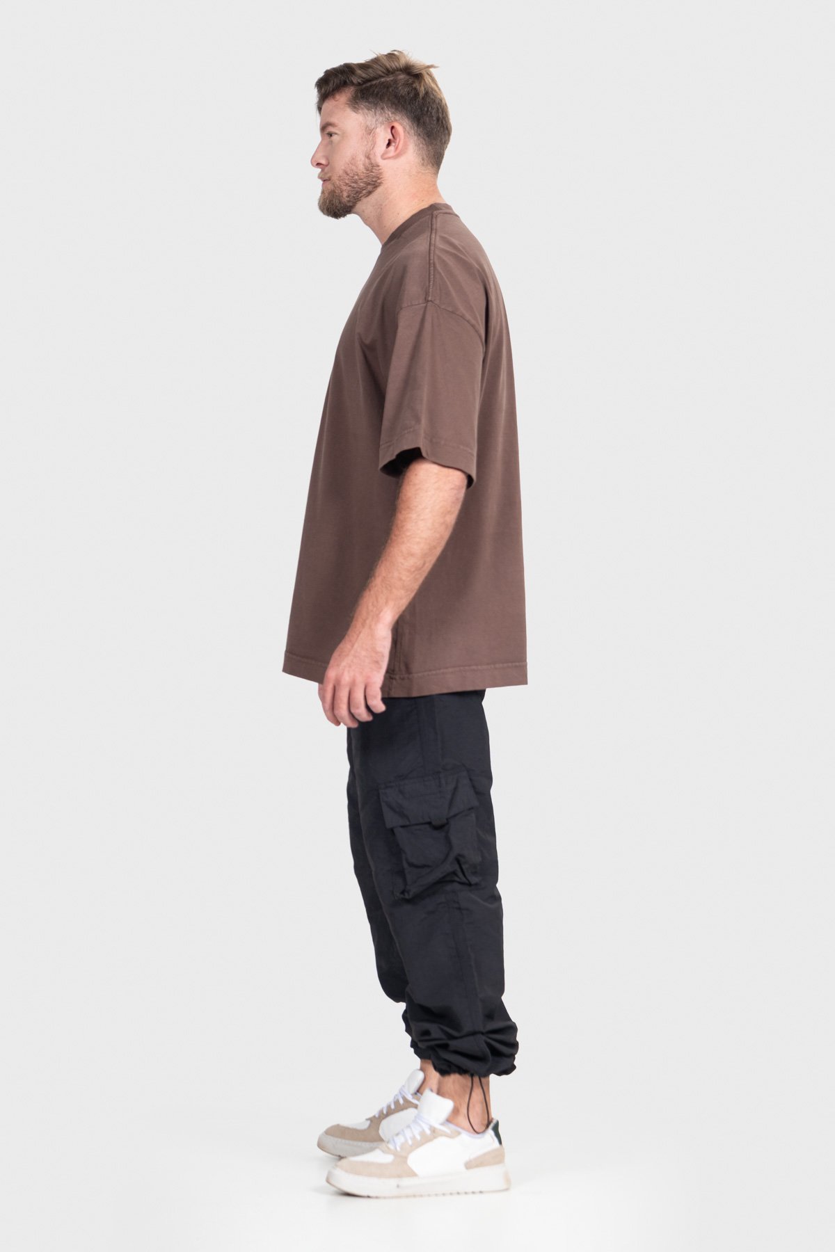 Camiseta Oversized Ample Básica | Marrom Brand Liso - Imagem 7