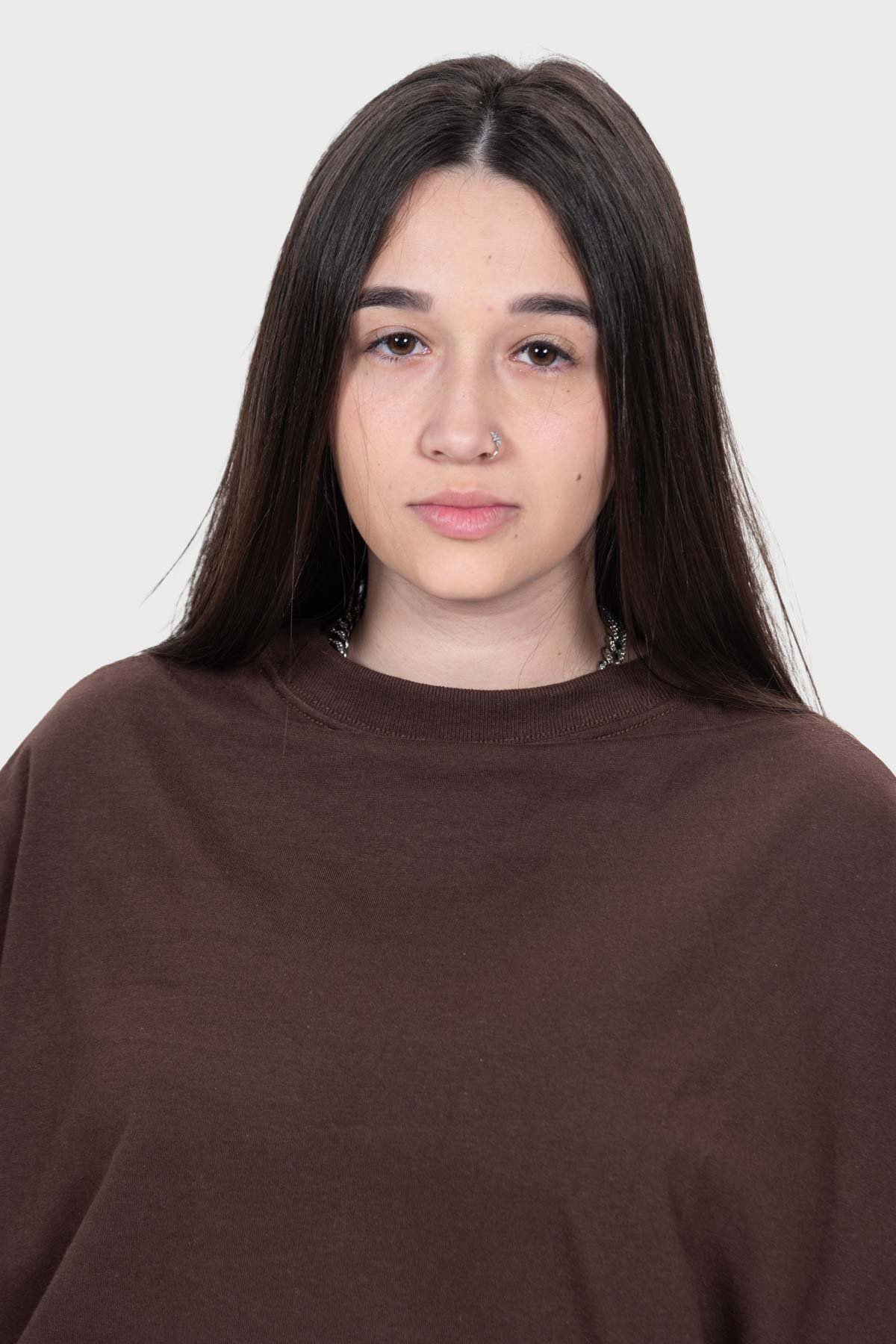 Camiseta Oversized Everyday Básica | Marrom Brand Liso - Imagem 6