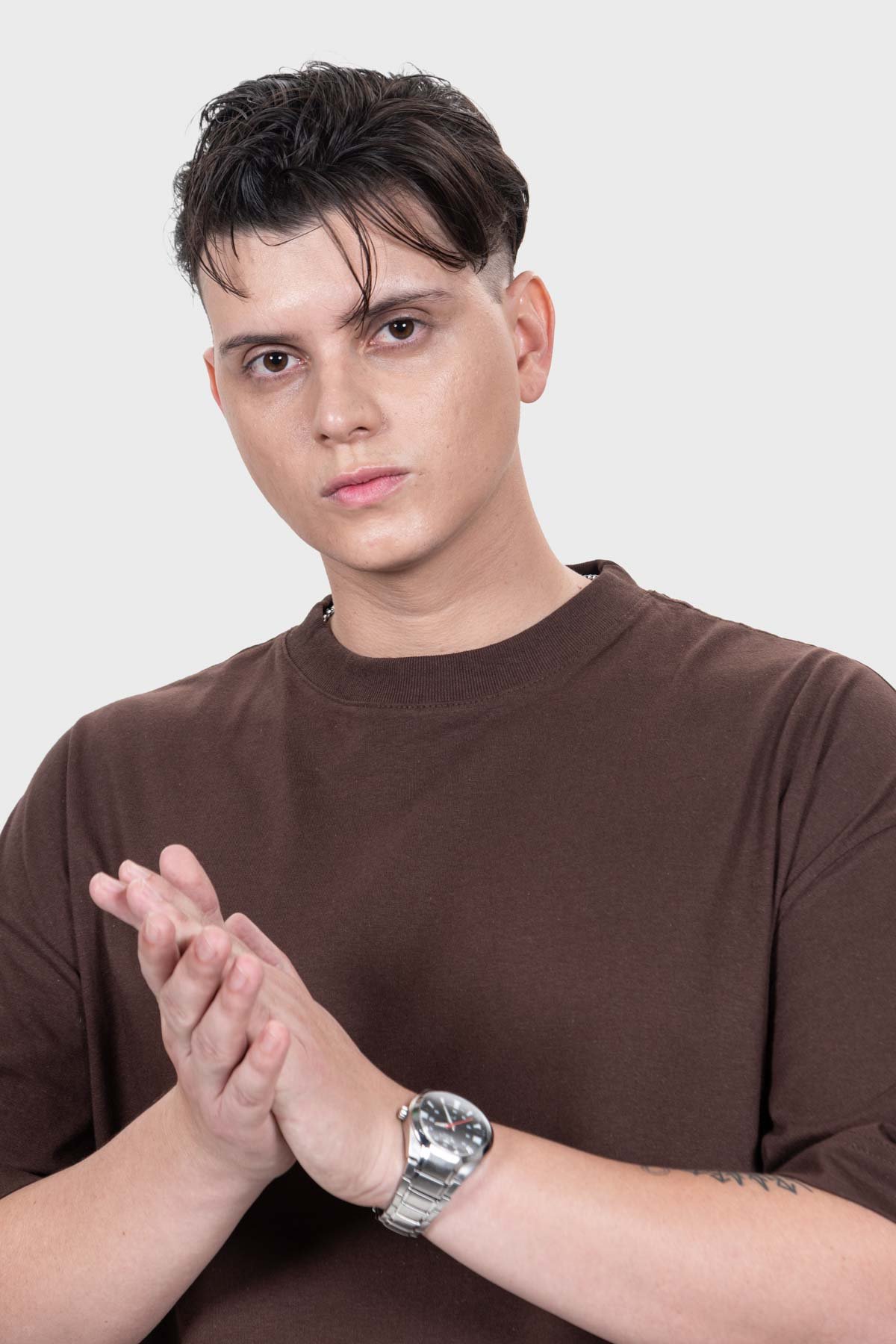 Camiseta Oversized Everyday Básica | Marrom Brand Liso - Imagem 5