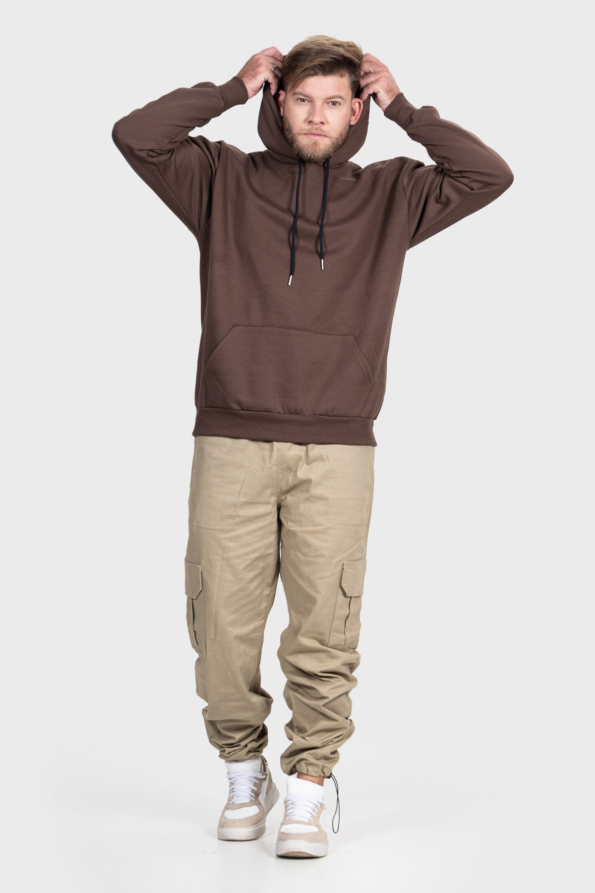 Moletom Canguru Streetwear Básico 3 Cabos - Marrom - Imagem 10