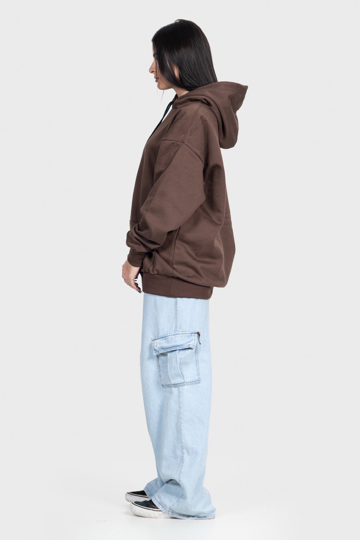Moletom Canguru Streetwear Básico 3 Cabos - Marrom