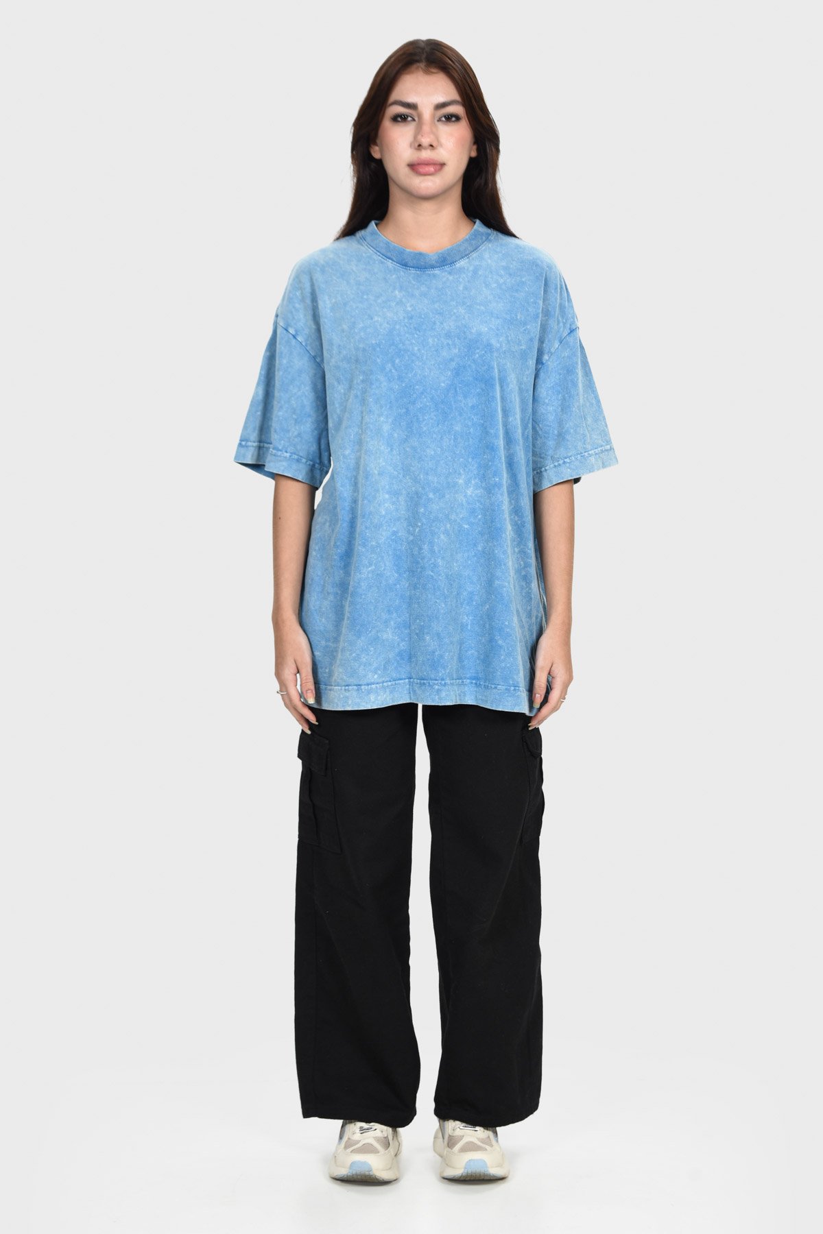 Camiseta Oversized Burn Básica | Azul Mármore Brand Liso