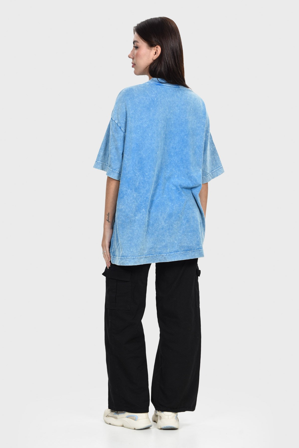 Camiseta Oversized Burn Básica | Azul Mármore Brand Liso - Imagem 5