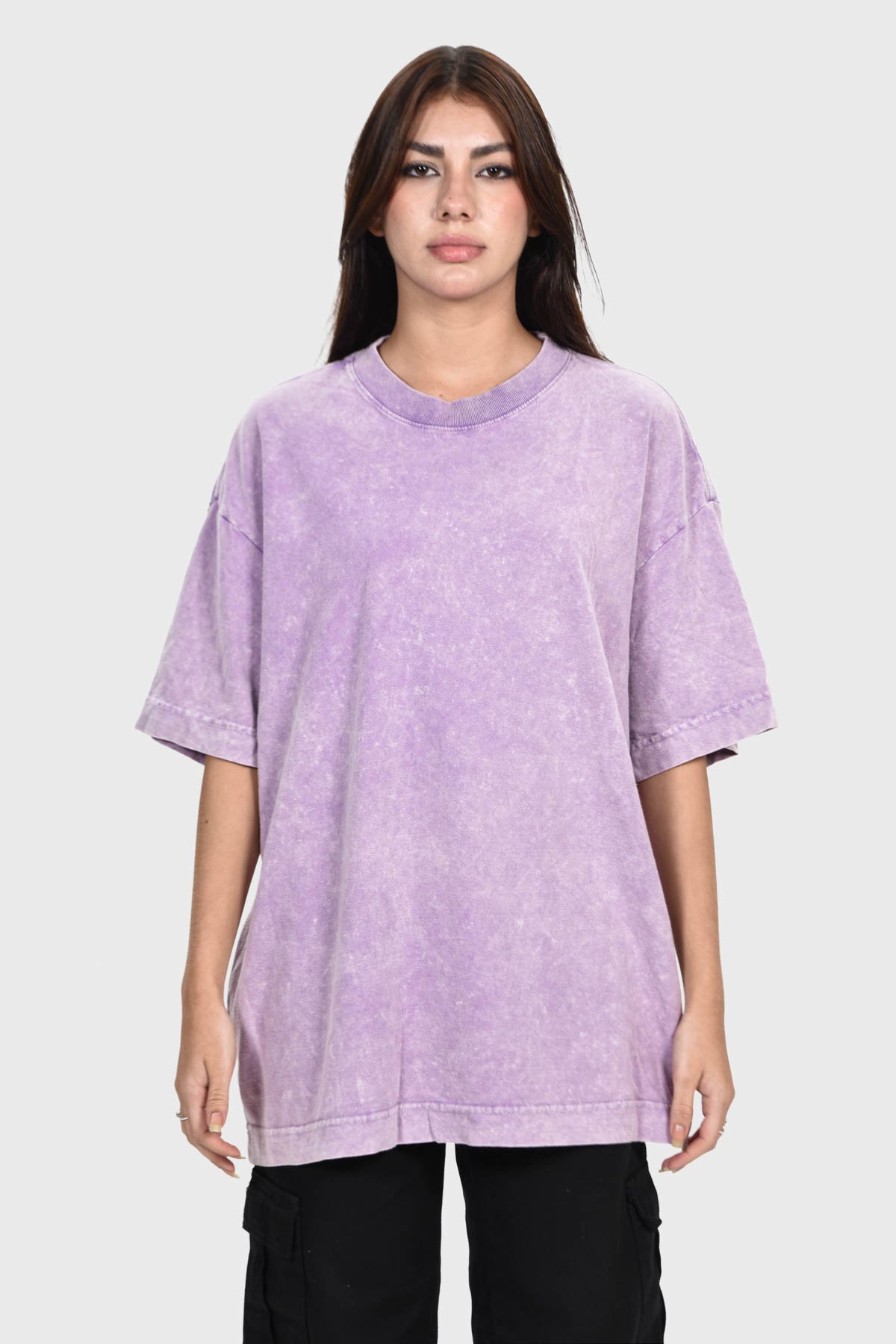 Camiseta Oversized Burn Básica | Lilás Mármore Brand Liso - Imagem 4