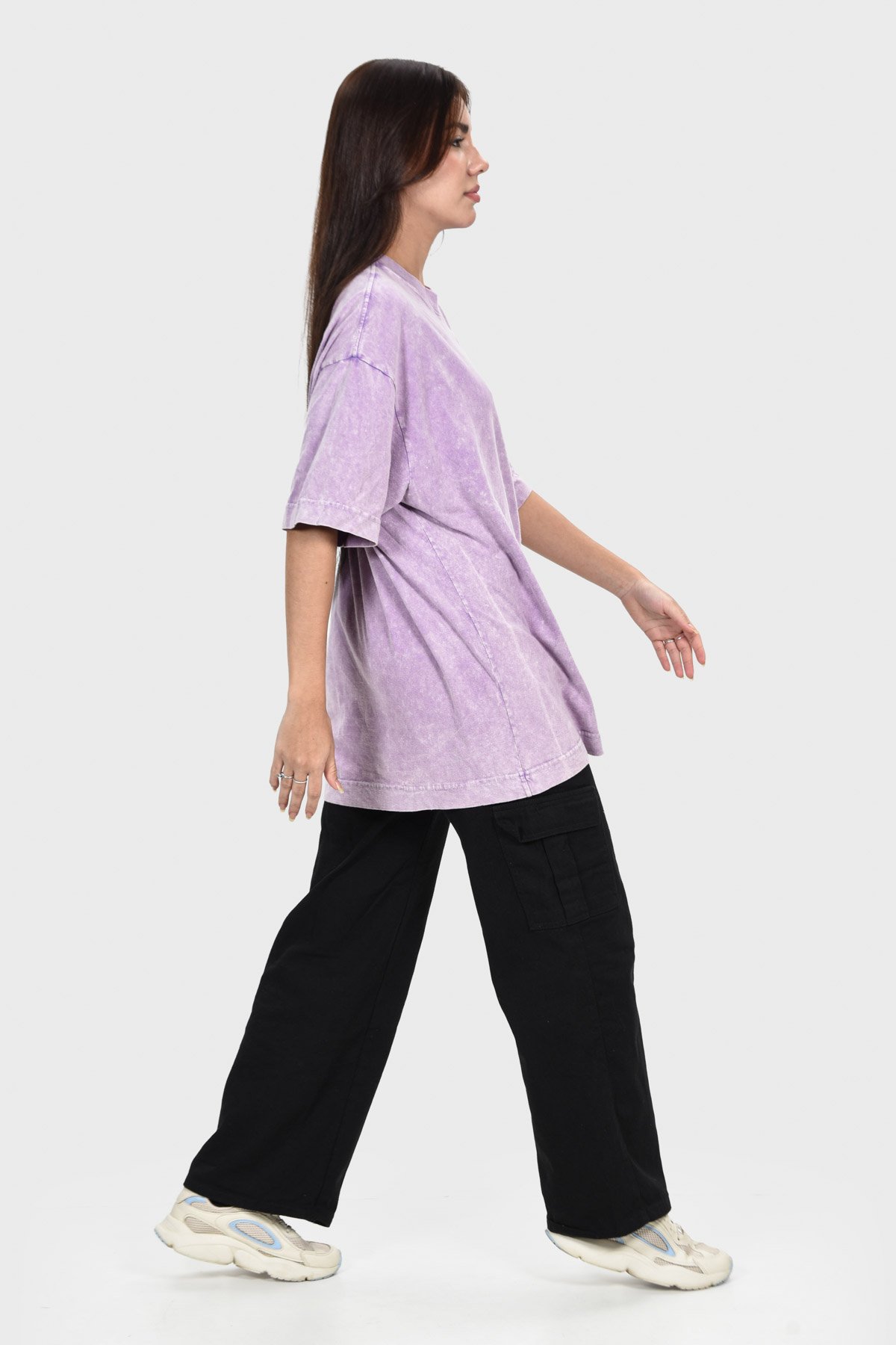 Camiseta Oversized Burn Básica | Lilás Mármore Brand Liso - Imagem 6