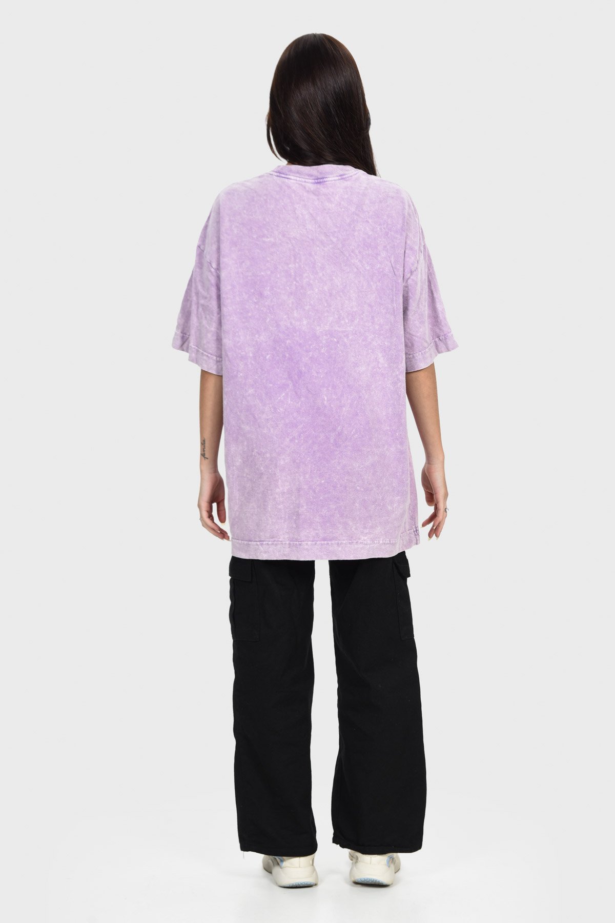 Camiseta Oversized Burn Básica | Lilás Mármore Brand Liso - Imagem 3