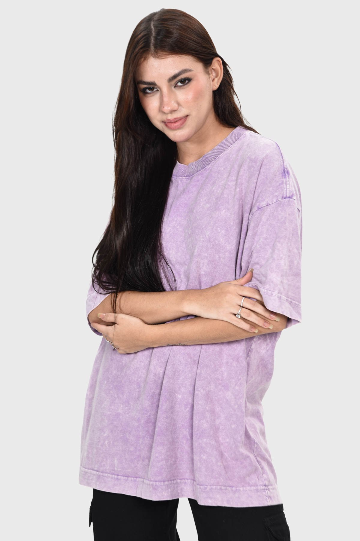 Camiseta Oversized Burn Básica | Lilás Mármore Brand Liso - Imagem 8