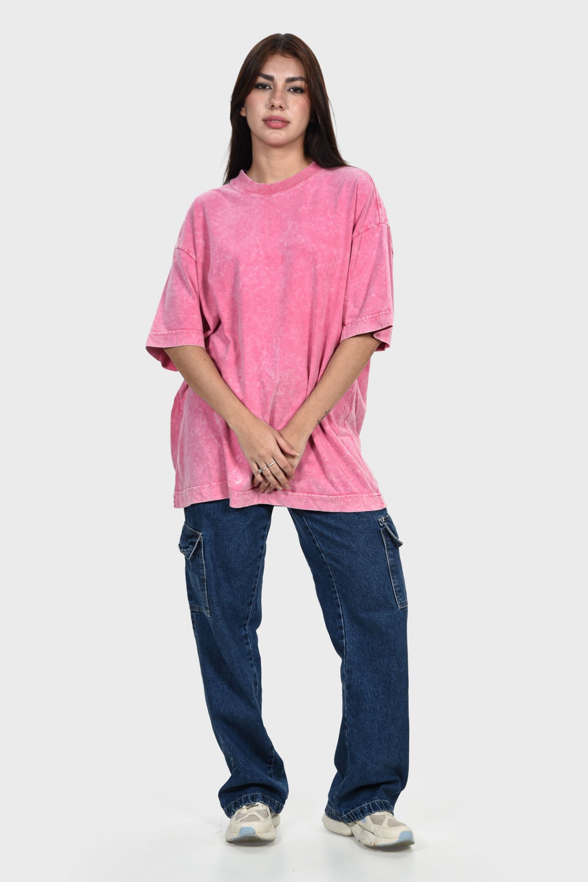 Camiseta Oversized Burn Básica | Rosa Mármore Brand Liso - Imagem 5