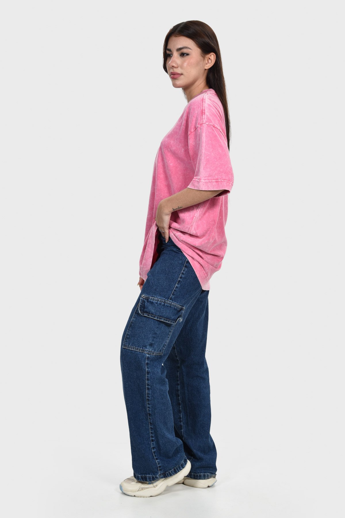 Camiseta Oversized Burn Básica | Rosa Mármore Brand Liso