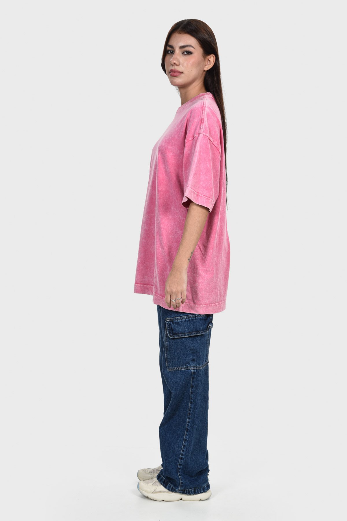 Camiseta Oversized Burn Básica | Rosa Mármore Brand Liso - Imagem 7