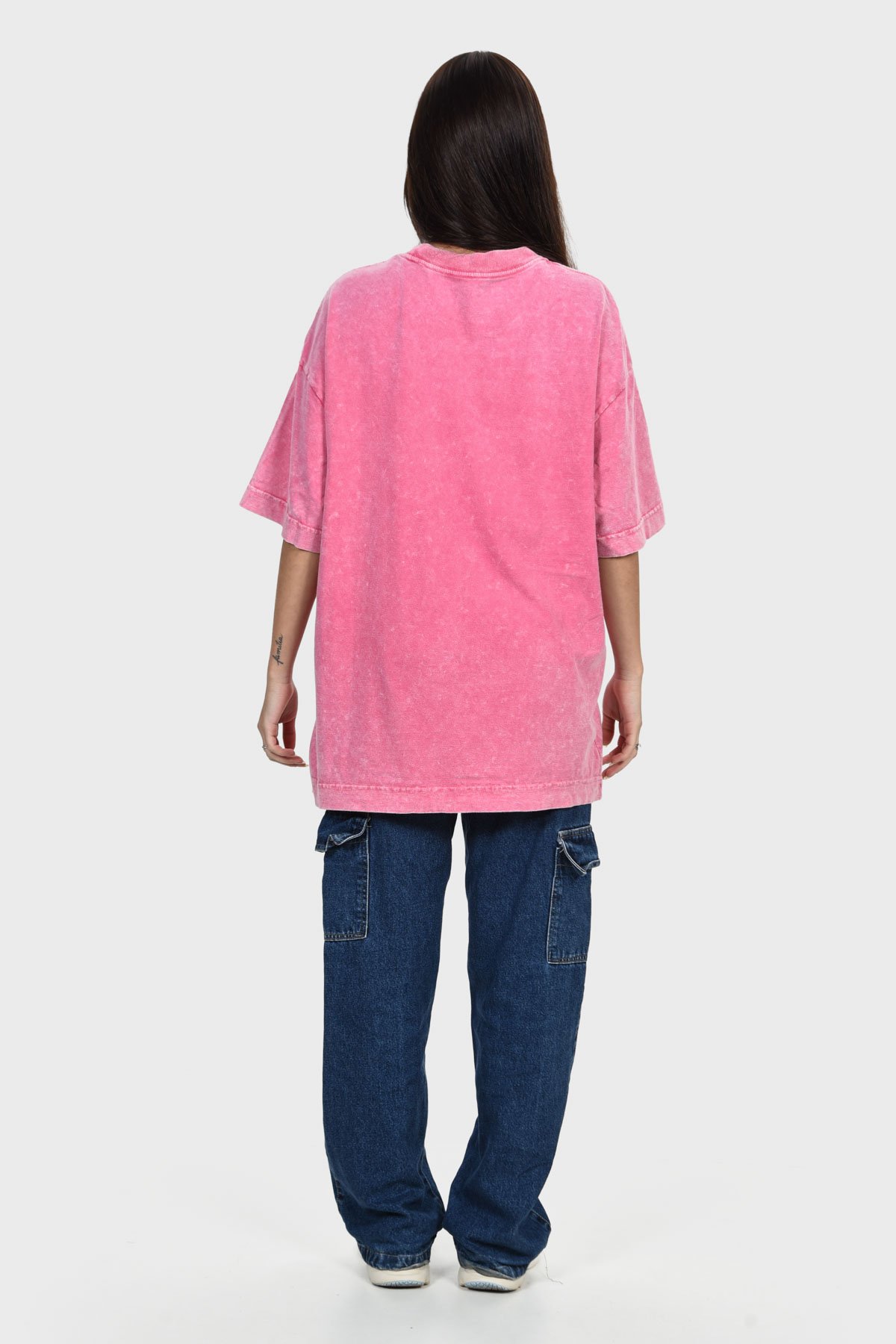 Camiseta Oversized Burn Básica | Rosa Mármore Brand Liso - Imagem 3