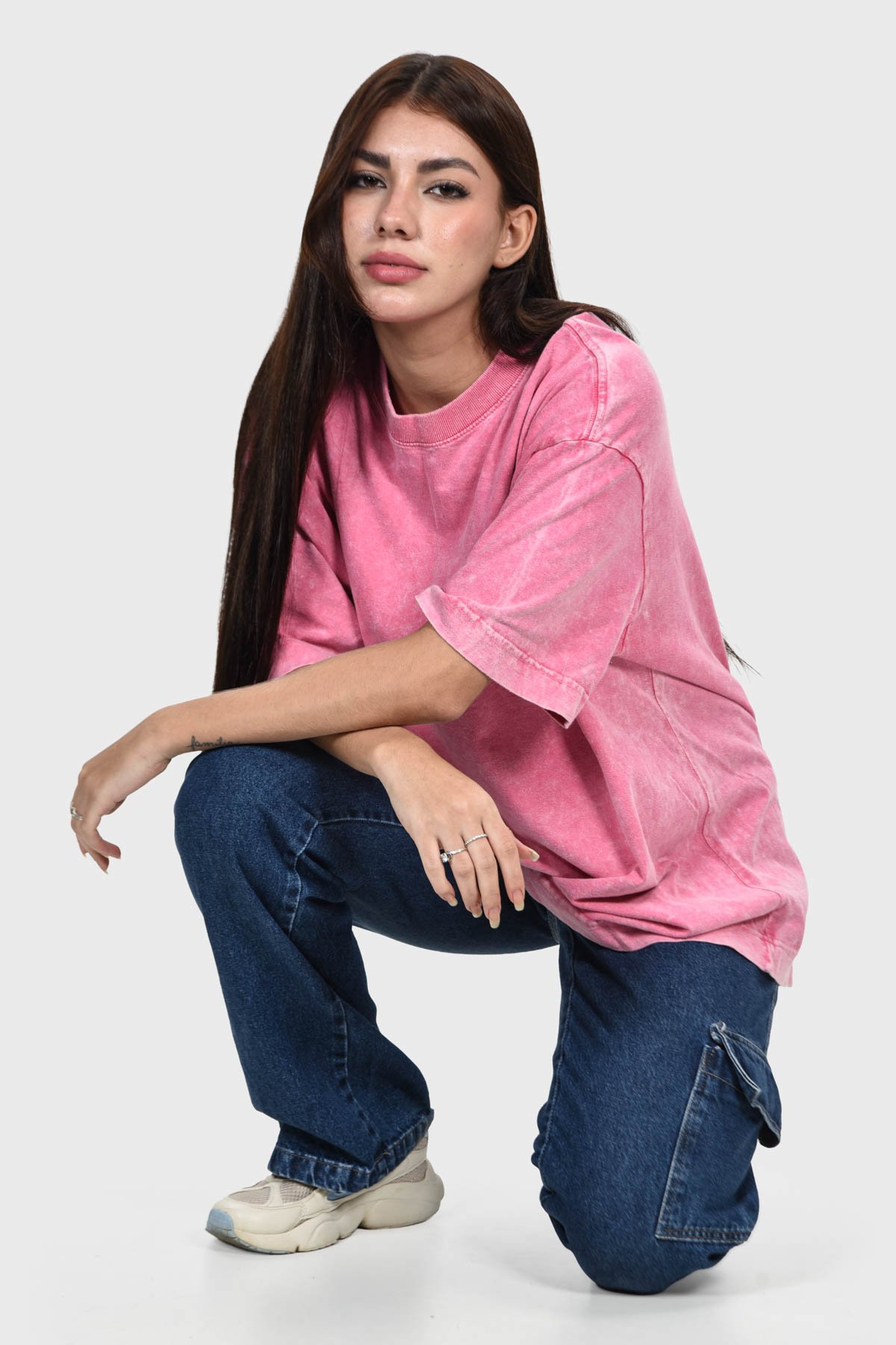 Camiseta Oversized Burn Básica | Rosa Mármore Brand Liso - Imagem 8