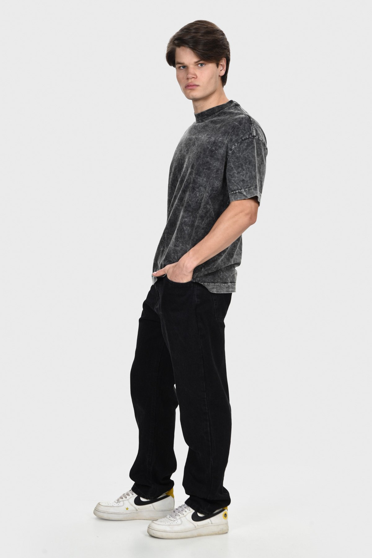 Camiseta Oversized Burn Básica | Preto Mármore Brand Liso
