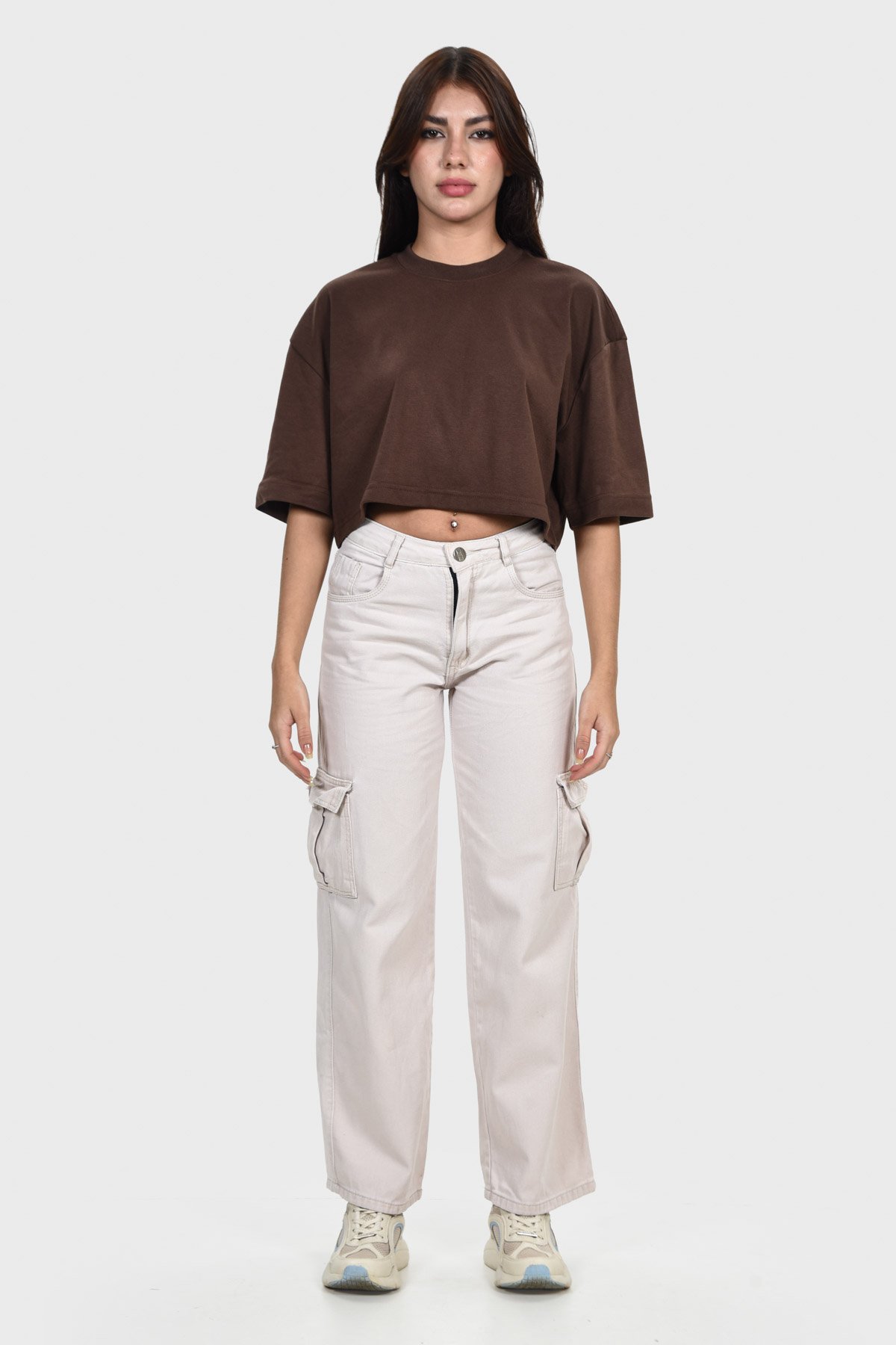Cropped Over Everyday Básico | Marrom Brand Liso