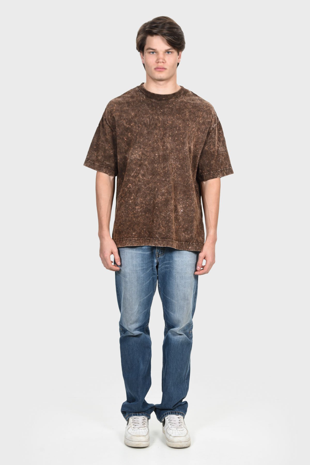 Camiseta Oversized Burn Básica | Marrom Mármore Brand Liso