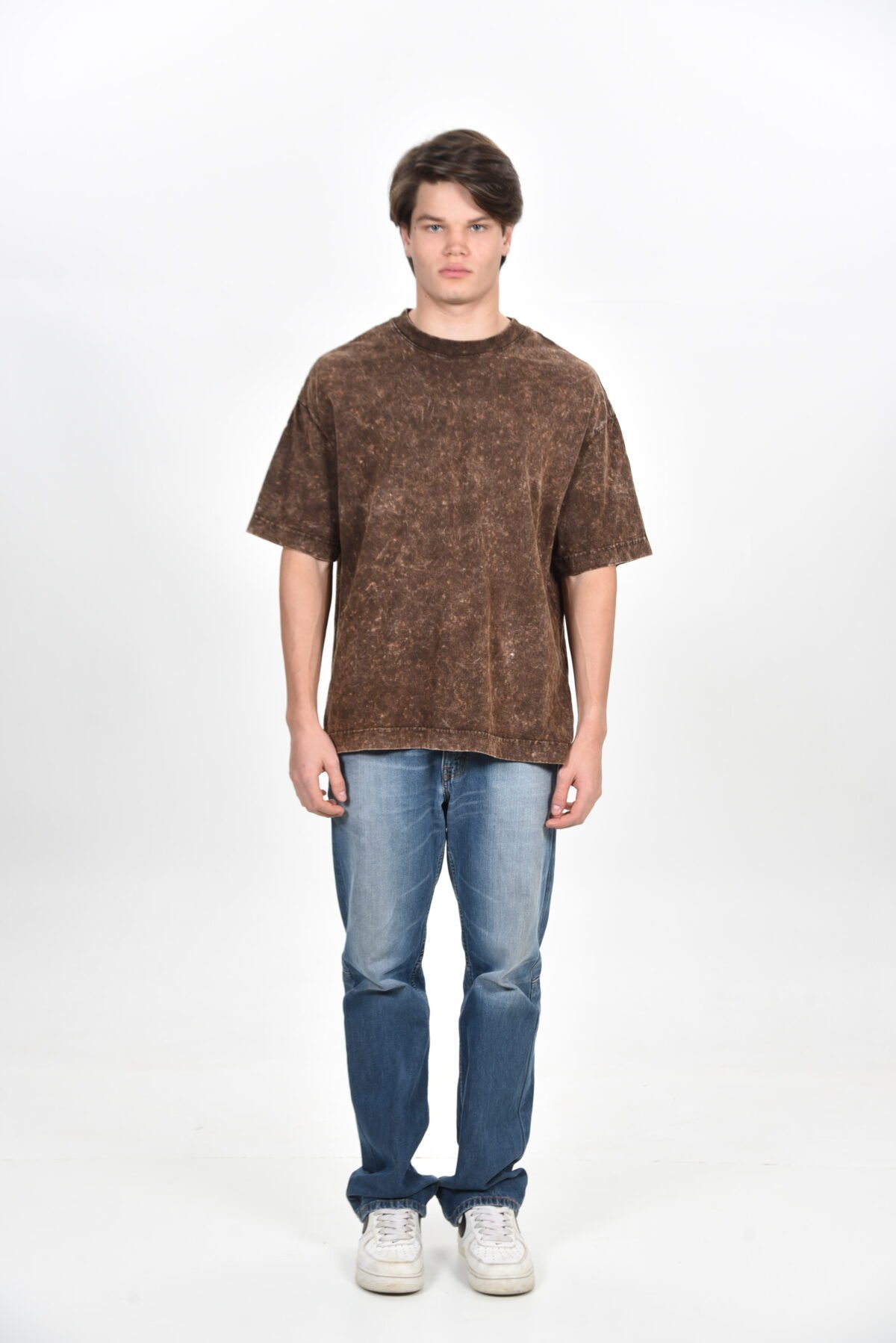 Camiseta Oversized Burn Básica | Marrom Mármore Brand Liso