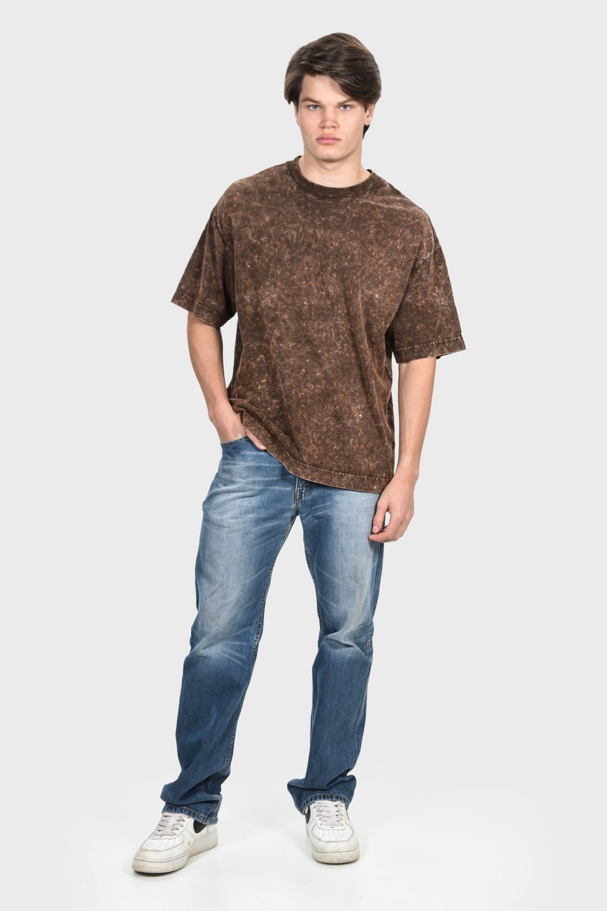 Camiseta Oversized Burn Básica | Marrom Mármore Brand Liso - Imagem 5