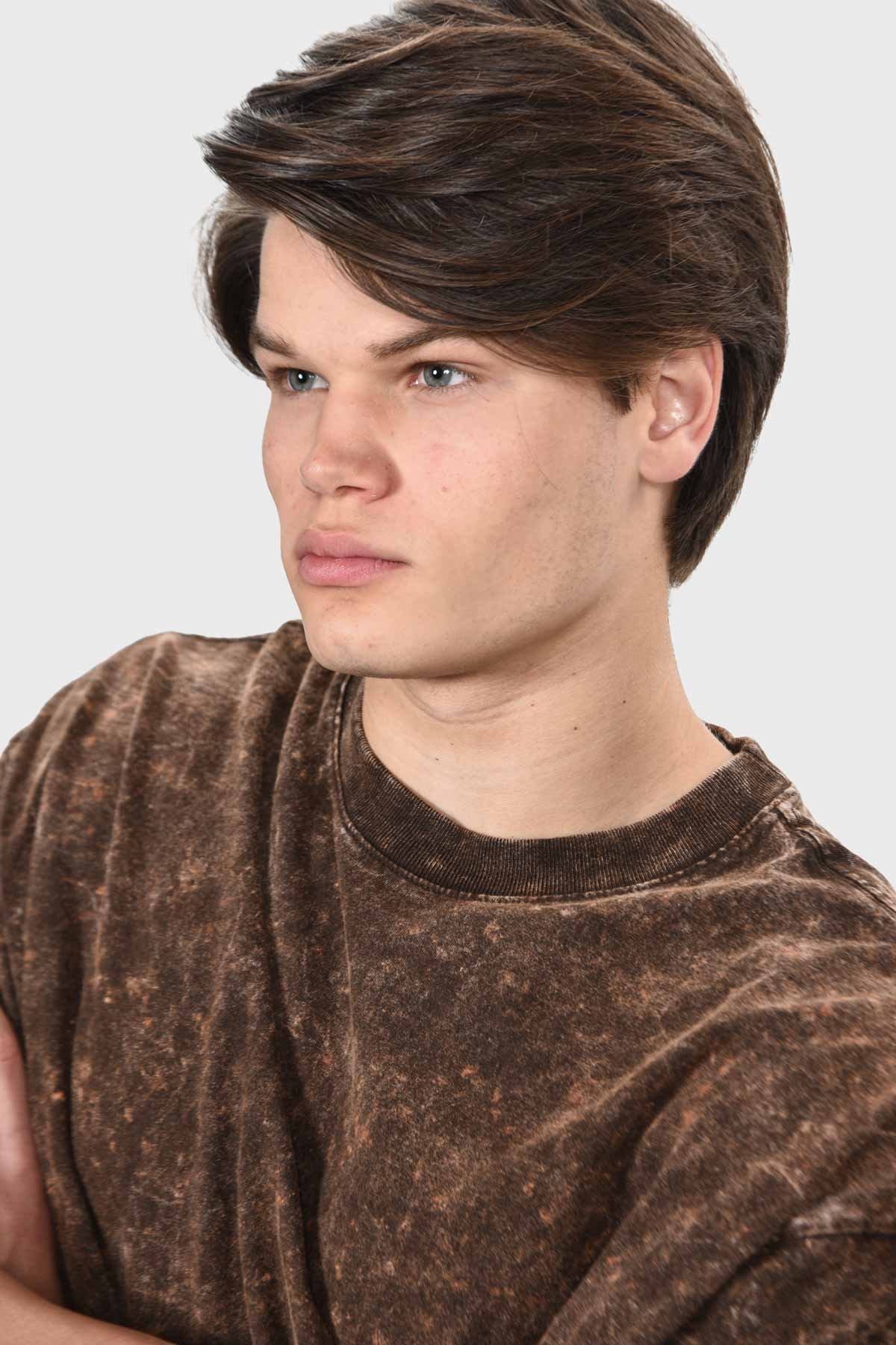 Camiseta Oversized Burn Básica | Marrom Mármore Brand Liso - Imagem 7